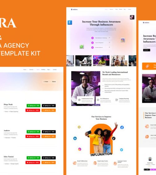 Andara - Influencer & Social Media Agency Template Elementor