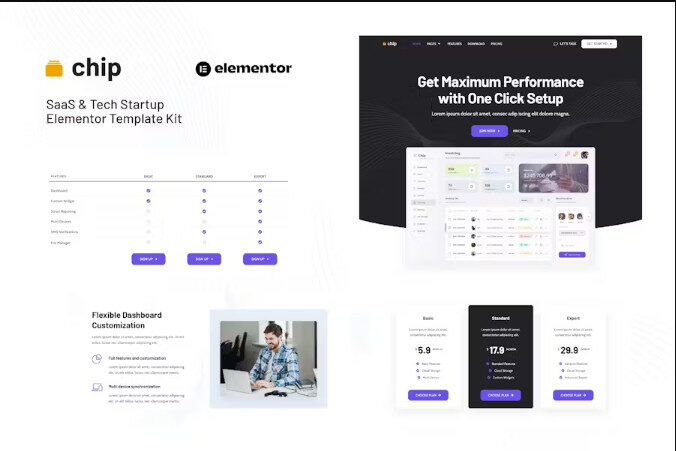 Chip - SaaS & Tech Startup Elementor Template Kit