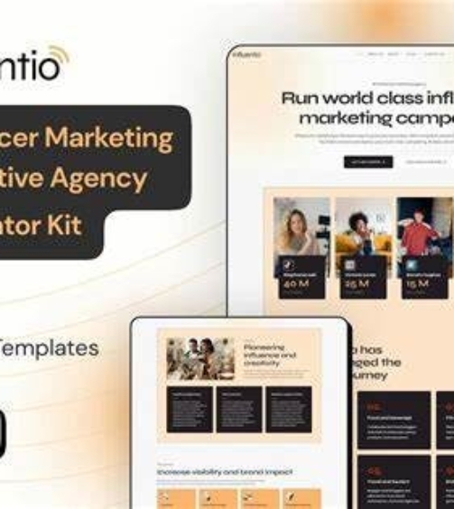 Influentio Influencer Influentio - Marketing & Creative Agency Elementor Pro Template Kit