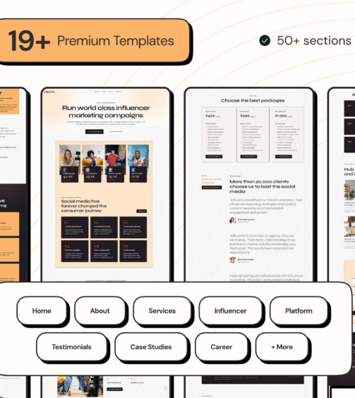 Influentio Influencer Influentio - Marketing & Creative Agency Elementor Pro Template Kit